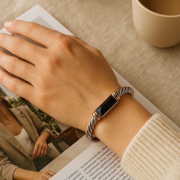 Premier Designs Jewelry - 💫Premier Designs Black and Gold Cable Bangle Bracelet - Holiday Gift Ready